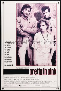 6r837 PRETTY IN PINK 1sh 1986 great portrait of Molly Ringwald, Andrew McCarthy & Jon Cryer!