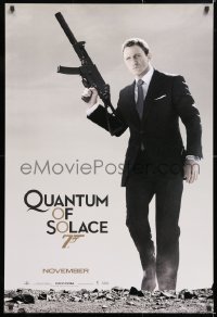 6r842 QUANTUM OF SOLACE teaser 1sh 2008 Daniel Craig as Bond with H&K submachine gun!
