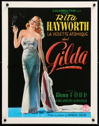 6r151 GILDA 15x20 REPRO poster 1990s sexy smoking Rita Hayworth full-length in sheath dress