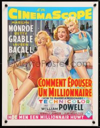 6r153 HOW TO MARRY A MILLIONAIRE 15x20 REPRO poster 1990s Marilyn Monroe, Grable & Bacall!
