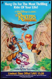 6r161 RESCUERS DOWN UNDER 26x40 video poster 1990 Disney mice in Australia, great cartoon image!