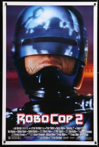 6r855 ROBOCOP 2 1sh 1990 great close up of cyborg policeman Peter Weller, sci-fi sequel!