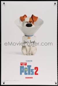 6r872 SECRET LIFE OF PETS 2 advance DS 1sh 2019 image of mad dog wearing cone, don't laugh!