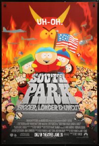 6r893 SOUTH PARK: BIGGER, LONGER & UNCUT int'l advance 1sh 1999 Parker & Stone animated musical!