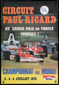 6r369 CHAMPIONNAT DU MONDE 17x25 French special poster 1976 race cars by J.D. Depardieu!