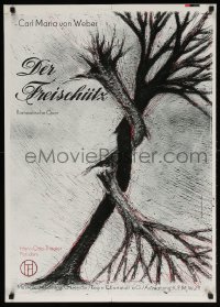 6r287 DER FREISCHUTZ 24x34 East German stage poster 1984 art of a twisted tree by Hartmut Genz!