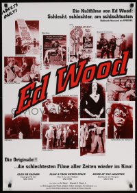 6r002 ED WOOD 23x33 German film festival poster 1990s Glen or Glenda, Plan 9, many wacky images!