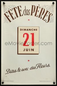 6r387 FETE DES PERES 11x17 French special poster 1953 art of a calendar with the date on it!