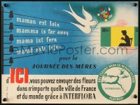 6r117 INTERFLORA dove style 12x16 French advertising poster 1950s cool flower delivery art!