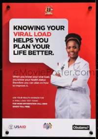 6r484 USAID 11x16 Ugandan special poster 1990s cool image of smiling doctor, all English design!