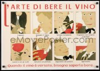 6r416 L'ARTE DI BERE IL VINO 20x28 Italian special poster 1980s how to properly serve/drink wine!