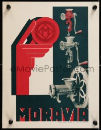 6r126 MORA MORAVIA 9x12 Czech advertising poster 1930s great art of really intricate grinder!