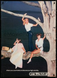 6r446 POOR LITTLE RICH GIRL 20x27 special poster 1980s three sexy models in a tree, clothing ad!