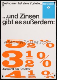 6r448 POSTSPARBUCH 17x23 German special poster 1969 art of percentages!