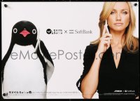 6r135 SOFTBANK penguin style 15x20 Japanese advertising poster 2000s Cameron Diaz with cell phone!