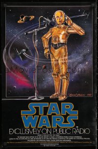 6r004 STAR WARS RADIO DRAMA radio poster 1981 art of C-3PO at microphone by Celia Strain!