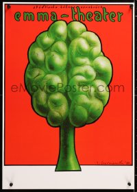 6r326 THEATER OSNABRUCK 17x24 German stage poster 1982 art of brain tree by Czerniawski!