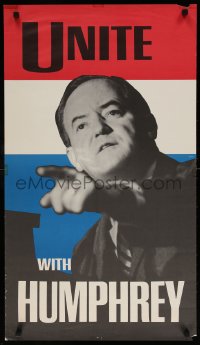 6r030 UNITE WITH HUMPHREY 20x30 political campaign 1968 Hubert Humphrey for President!