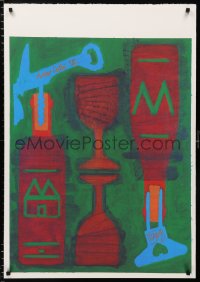 6r095 WILLI'S WINE BAR 28x39 French art print 1992 cool alcohol artwork of bottles by Arthur Cefai!