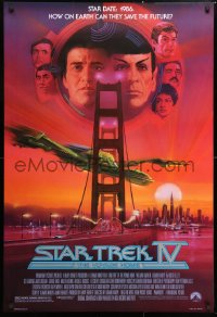 6r903 STAR TREK IV 1sh 1986 art of Leonard Nimoy, Shatner & Klingon Bird-of-Prey by Bob Peak!