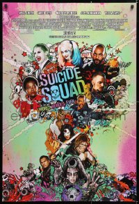6r914 SUICIDE SQUAD advance DS 1sh 2016 Smith, Leto as the Joker, Robbie, Kinnaman, cool art!