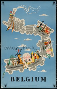 6r057 BELGIUM 25x39 Belgian travel poster 1950s destinations and attractions by Conrad!