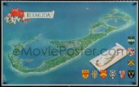 6r058 BERMUDA 25x40 travel poster 1966 parishes and their coats of arms by Antonio Petruccelli!