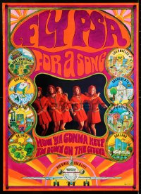 6r070 FLY PSA FOR A SONG 21x28 travel poster 1960s groovy psychedelic art by Sally Reeder!