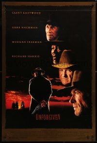6r965 UNFORGIVEN DS 1sh 1992 gunslinger Clint Eastwood, Gene Hackman, Morgan Freeman, Harris!