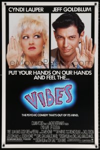 6r972 VIBES 1sh 1988 great portraits of Cyndi Lauper & Jeff Goldblum, feel the vibes!
