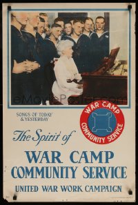 6r018 UNITED WAR WORK CAMPAIGN 20x30 WWI war poster 1918 the spirit of war camp community service!