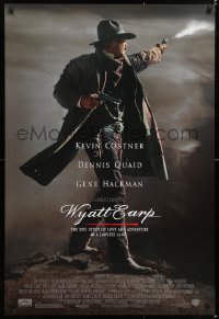 6r995 WYATT EARP 1sh 1994 cool image of Kevin Costner in the title role firing gun!