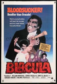 6s063 BLACULA linen 1sh 1972 black vampire William Marshall is deadlier than Dracula, great image!