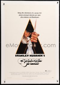 6s090 CLOCKWORK ORANGE linen R-rated 1sh 1972 Stanley Kubrick, Castle art of Malcolm McDowell!