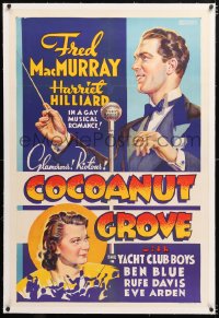 6s091 COCOANUT GROVE Other Company linen 1sh 1938 art of Fred MacMurray & Harriet Hilliard, rare!