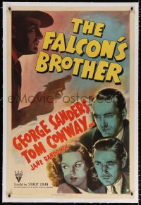 6s130 FALCON'S BROTHER linen 1sh 1942 George Sanders turns over his job to his brother Tom Conway!