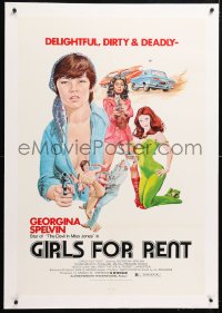 6s149 GIRLS FOR RENT linen 1sh 1974 sexy delightful dirty & deadly bad girl Georgina Spelvin!