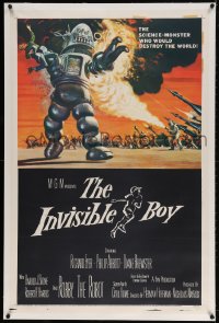 6s184 INVISIBLE BOY linen 1sh 1957 Robby the Robot, monster who'd destroy the world, Kunstler art!