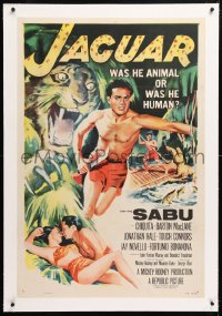 6s190 JAGUAR linen 1sh 1955 art of sexy Chiquita, Sabu in jungle and ferocious big cat!