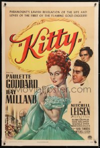 6s207 KITTY linen 1sh 1945 art of pretty Paulette Goddard & Ray Milland in historical England!