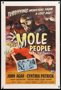6s243 MOLE PEOPLE linen 1sh 1956 from a lost age, horror crawls from the depths of the Earth!