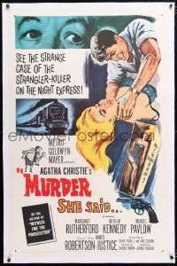 6s252 MURDER SHE SAID linen 1sh 1961 detective Margaret Rutherford hunts a strangler, Agatha Christie