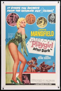 6s279 PLAYGIRL AFTER DARK linen style B 1sh 1962 full-length art of sexiest Jayne Mansfield!