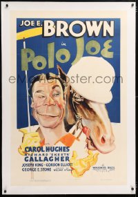 6s280 POLO JOE linen 1sh 1936 art of wacky polo player Joe E. Brown & his polo pony, rare!