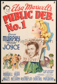 6s288 PUBLIC DEB. No. 1 linen 1sh 1940 art of Brenda Joyce holding poster with George Murphy on it!