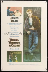 6s296 REBEL WITHOUT A CAUSE linen 1sh 1955 Nicholas Ray, James Dean was a bad boy from a good family!