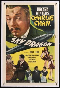 6s319 SKY DRAGON linen 1sh 1949 Roland Winters as Charlie Chan, Keye Luke, Mantan, Noel Neill!