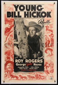6s395 YOUNG BILL HICKOK linen 1sh 1940 great image of Roy Rogers in title role + cool border art!