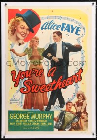 6s397 YOU'RE A SWEETHEART linen 1sh R1948 romantic musical art of Alice Faye & George Murphy!