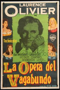 6t347 BEGGAR'S OPERA linen Argentinean 1953 Eirin art of Laurence Olivier & women he proposed to!